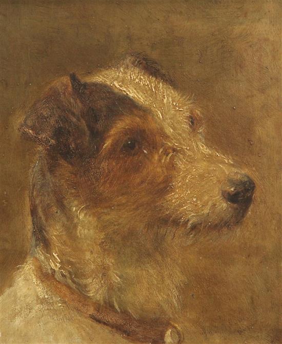 Richard S. Moseley (1843-1914) Portraits of wire-haired terriers - Railway Jack and Brandy 12 x 10in.